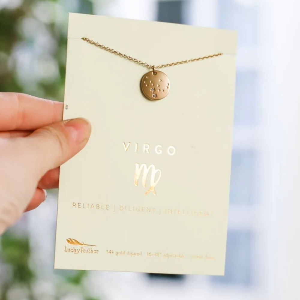 Lucky Feather Virgo Zodiac Necklace